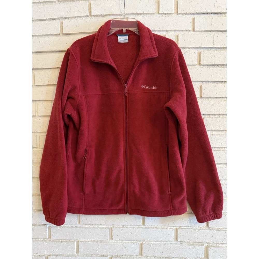 Columbia Fleece Jacket Mens Sz Medium Red Steens Mountain Full Zip Outdoor